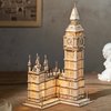 ROBOTIME 3D Puzzle for Adults Wooden Craft Kits for Teens DIY Construction Model Kit with LED Light to Build Educational Big Ben Set Toys Birthday Gifts