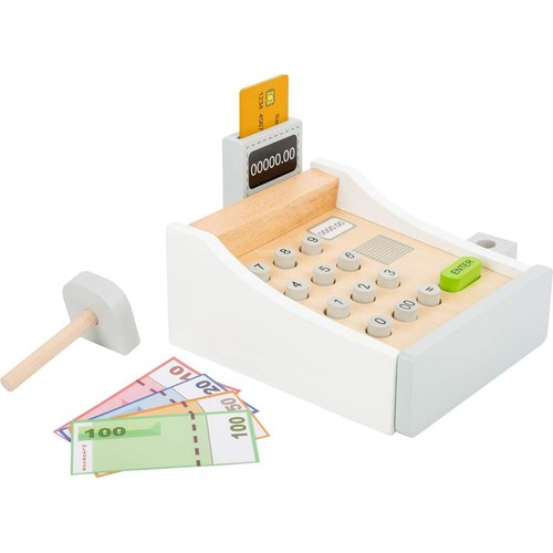 Wooden Cash Register Set by Small Foot – Includes Push Buttons, Credit Card, Scanner & Paper Money - Social, Educational and Imaginative Development – Ages 3+ Years