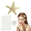 JELUTAR 3 Pcs Starfish Hair Clips Set, Mermaid Costume Accessories with Face Body Glitter and Pearl Stickers for Women Girls, Perfect for Halloween and Cosplay, White Glitter Combo