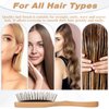 Portable Mini Pin Bamboo Hair Brush with Steel Bristles Detangling Brush Wig Hair Brush Small Wire Cushion Brush with Wood Handle Travel Natural Wood Comb with Metal Bristles for Women