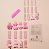 Long Press on Nails Square Fake Nails with Charms Nude Pink Acrylic Nails Cute Heart Bear Charm Designs Glue on Nails Reusable Artificial Full Cover Stick on Nails for Women and Girls 24Pcs