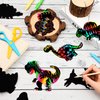 Deekin 72 Pcs Dinosaur Scratch Cards Rainbow Paper Scratch Dinosaur Craft Art Kits Party Favors with 36 Pcs Bamboo Stylus for Classroom Games DIY Crafts Home Ornaments, 12 Styles