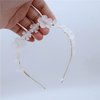 AKOAK 1 Pack Pearl Crystal Flower Hair Band, French Vintage Super Fairy Tiara, Thin Silver Flower Leaf Crown Hair Band Accessories Tiara Bride Bridesmaid