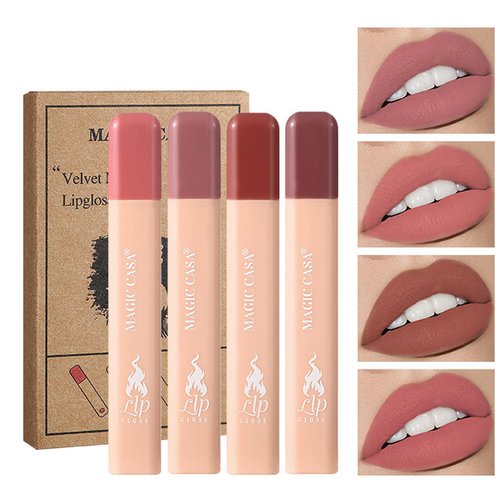 4 Colors Matte Matchebox lipstick,Sheer Strength Hydrating lipstick,Moisturizing Long Lasting Matte Lip Balm,Tinted Lip Balm Powerful Lipstick,Non-Sticky And Long-Lasting，Vivid Color Gloss(SET A)