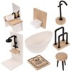 MUCKLILY 8pcs Dollhouse Bathroom Set, 1 12 Scale Dollhouse Toilet Bathtub Wood Bathroom Cabinet with Sink Miniature Furniture for Dollhouse Bathroom Accessories