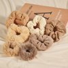 Yonchic 7-Piece Velvet Solid Elastic Hair Ties, Gentle Style Scrunchies for Women Long Thick Hair, No Damage Hair Scrunchies Rubber Bands Accessories (Khaki)