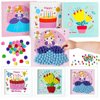 JOFONY 3 PCS DIY Pom Pom Art Painting Kit,Makes 3 Art Pieces DIY Cake Princess Flowers Pom Pom Arts and Crafts for Kids Boys and Girls Age 3+ Toddler