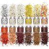 Laza Autumn Nail Glitter, 12 Colors Acrylic Nails Art Glitter Powder Sequin, Retro Copper Iridescent Flake Paillette Sparkle Tip 120g for Gel Polish, Face, Eyes, Body, Hair, Jewelry, Resin -Golden Age