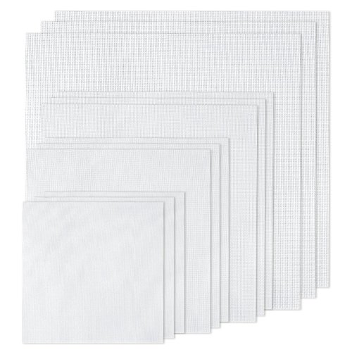 XEmbro 12 PCS Aida Cloth 14 Count, 4 Sizes White Cross Stitch Fabric for Craft Embroidery, Classic Reserve Aida Cloth for Embroidery Beginner, Needlework, Cross Stitch (5.9 to 11.8inch)