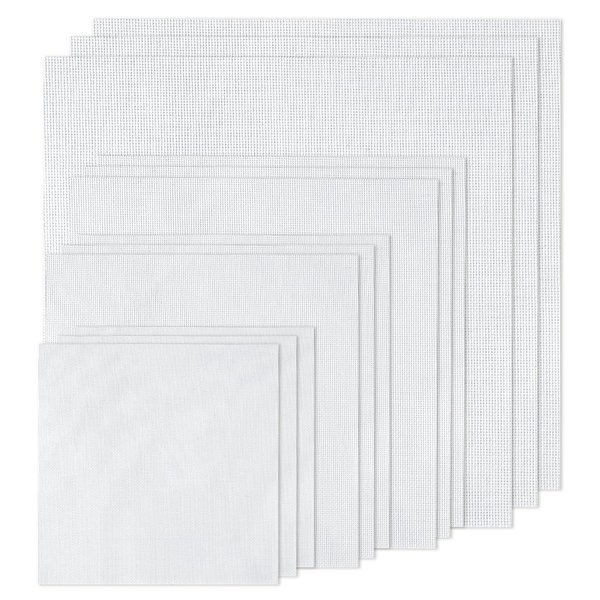 XEmbro 12 PCS Aida Cloth 14 Count, 4 Sizes White Cross Stitch Fabric for Craft Embroidery, Classic Reserve Aida Cloth for Embroidery Beginner, Needlework, Cross Stitch (5.9 to 11.8inch)