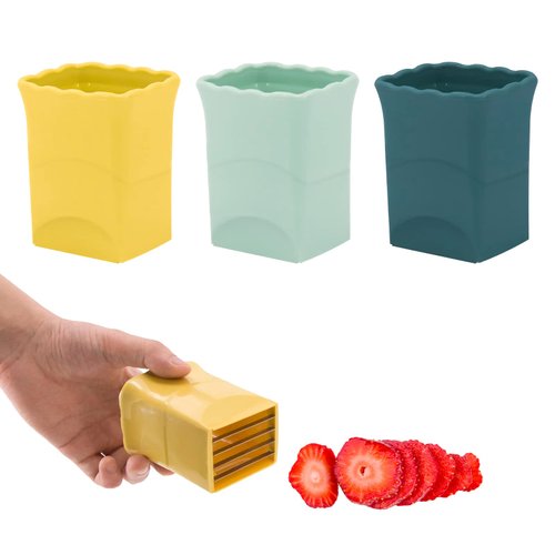 Strawberry Slicer - Cup Slicer - Cup Fruit Slicer - CEHNCEH® Cup Slicer Handheld - 2024 New Mini Fruit Slicer Cup - Stainless Steel Strawberry Slicer (3pcs)