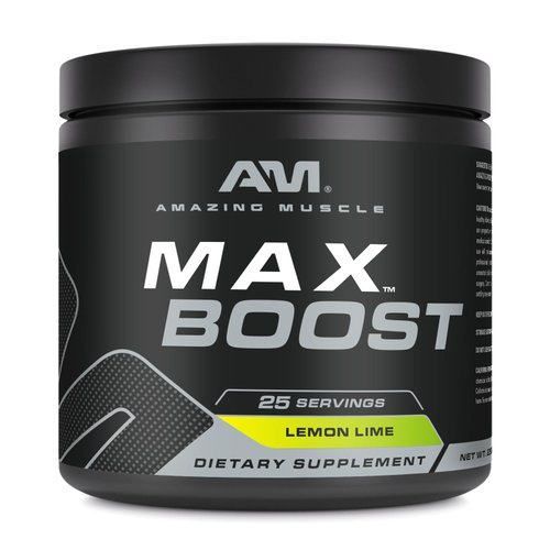 Amazing Muscle Max Boost | 25 Servings | Intense Pre-Workout Supplement for Men & Women | Contains Creatine Monohydrate, Caffeine, Beta-Alanine, Betaine (25 Servings, Lemon Lime)