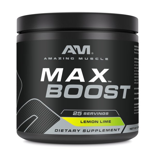 Amazing Muscle Max Boost | 25 Servings | Intense Pre-Workout Supplement for Men & Women | Contains Creatine Monohydrate, Caffeine, Beta-Alanine, Betaine (25 Servings, Lemon Lime)