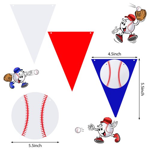 Zonon 4 Pieces Baseball Banner Party Decorations Baseball Paper Garland for Sports Theme Birthday Baby Shower Supplies (Baseball Style)