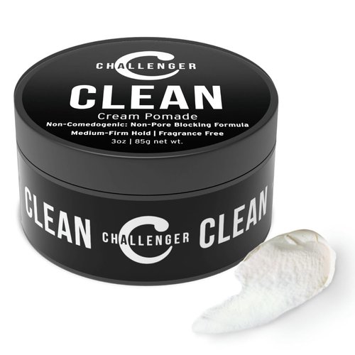 Challenger Fragrance Free Cream Pomade | Non-Comedogenic Styling Product | Unscented Hair Gel | Medium Firm Hold & Clean Ingredients | 3oz