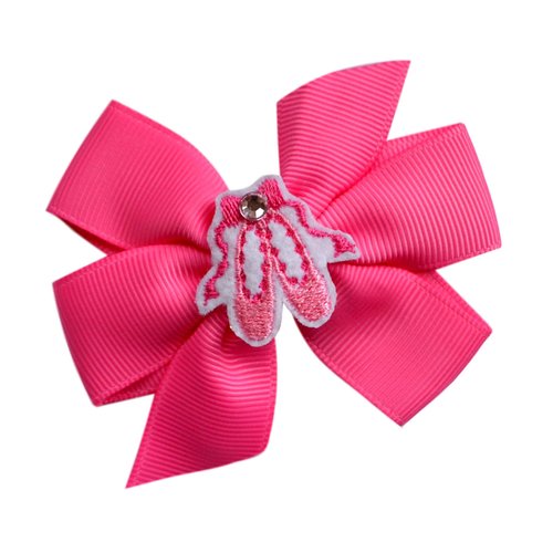 Ballet Slipper 3 inch Grosgrain Bow Hair Bow Set Ballerina Recital Gift (Hot Pink Set)