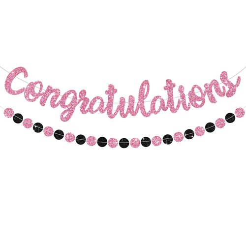 BEISHIDA Pink Congratulations Banner(NO-DIY),2024 Graduation Banners, Grad Congrats Class of 2024 Party Supplies,Garland for Congratulation Graduation,Wedding,Retirement Party Decor