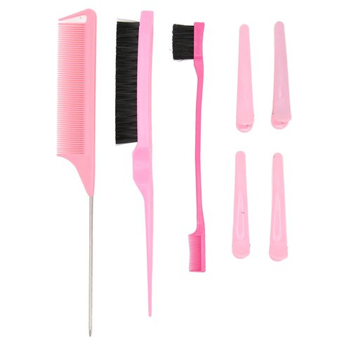 Edges Brush,Slick Back Hair Brush, 3Pcs Hair Styling Comb Set with 4 Hairclips Soft Double Head Bristle Hair Brush for Women Men Kids
