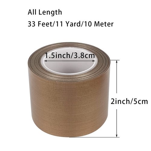Good news PTFE Telfon Tape high Temperature Tape Welding Sealing Tape for Vacuum Sealer Machine(Brown, 50mm x 11yards(33feet) x 0.18mm)