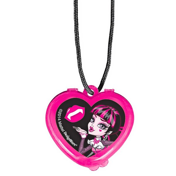 Freaky Fab Monster Hight Heart Shaped Lip Gloss Necklace Birthday Party Favour (1 Piece), Multi Color, 1 1/4" x 1 1/4" .