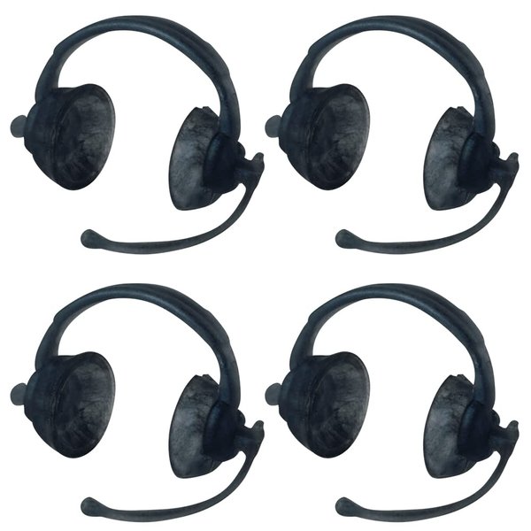 Set of 4 Black Commentator Headsets Headphones for Wrestling Action Figures