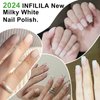 NXJ INFILILA Milky White Gel Polish, Sheer Gel Nail Polish, 15ML Translucent Milky White Nude Gel Polish, Neutral White Color High Gloss Shimmer Gel Polish Gift for Women 0.51Oz