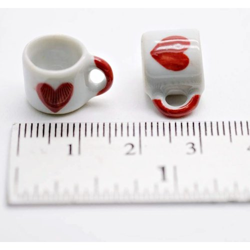 10 Darling Sweet Heart Romantic Lover Coffee Mug Tea Cup Dollhouse Miniatures Food Kitchen Docoration