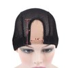 YTBYT 2 Pcs 1.4X3 Inch U Part Wig Cap for Making Wig Lace Wig Cap Dome Mesh Stretch Weaving Wig Caps (Medium Black)