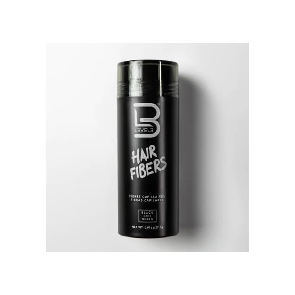 Level 3 Black Hair Fiber, Applicator, and Fiber Comb - Cover Bald Spot or Thinning Hair - Natural Looking Finish