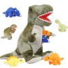 Muiteiur Dinosaur Stuffed Animals Soft Plush 19.6 inch Dinosaur Stuffed with 5 Cute Babies T-Rex Zippered Belly Dinosaur Gift Set for Kids Girl Boy