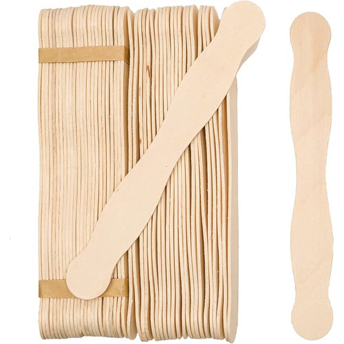 Wooden 8" Fan Handles, Wedding Programs, or Paint Mixing, Pack 100, Jumbo Craft Popsicle Sticks for Auction Bid Paddles, Wooden Wavy Flat Stems for Any DIY Crafting Supplies Kit, by Woodpeckers