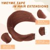 YMEYME Natural Tape in Hair Extensions Semi-Permanent Real Human Hair Straight #33 Copper Dark Auburn Hair Extensions 50g 20pcs 16inch