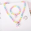 Msnailfly Unicorn Stretch Necklace Little Girl Toddler Necklace Bracelet Set, Little Princess Jewelry Accessories Favors Bags for Girls (2)