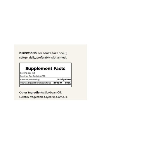 Nature's Bounty Vitamin D, Supports Immune Health & Bone Health, 2000IU Vitamin D3, 150 Softgels ,150 Count (Pack of 1)