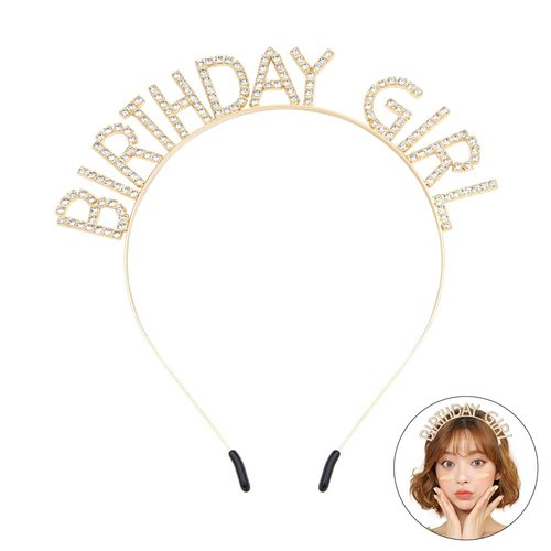Birthday Girl Tiara and Headband, Princess Crown for Women's Happy Birthday Decoration