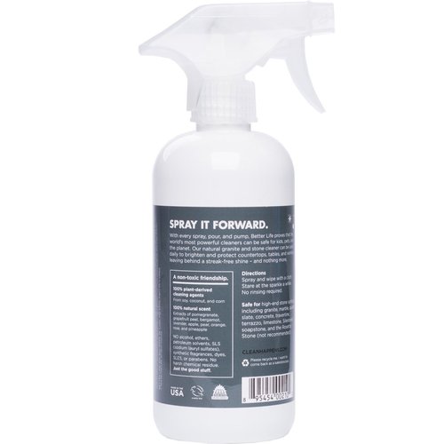 Better Life Natural Granite and Stone Cleaner, Pomegranate Grapefruit, 16 Ounces, 24117