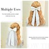 Jeairts Wedding Bow Veil White Pearl Hair Clip Tulle Bridal Hair Bow with Clip Bachelorette Party Accessories for Women and Girls