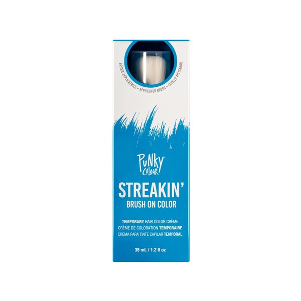 Punky Colour Streakin' Brush on Color Blue, Temporary Hair Color Creme, Instant, DIY Hairstyle, Vibrant, Soft Hold, Men Women Kids, Easy-Squeeze Tube, 1.2 fl oz