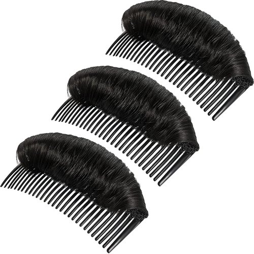 WILLBOND 3 Pieces Invisible False Hair Clips, Increased Hair Pad, Bump It Up Volume Hair Base Fluffy Princess Styling Insert Tool for Women Girls (Black)