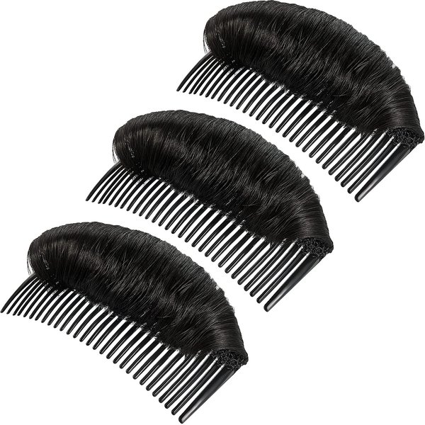 WILLBOND 3 Pieces Invisible False Hair Clips, Increased Hair Pad, Bump It Up Volume Hair Base Fluffy Princess Styling Insert Tool for Women Girls (Black)