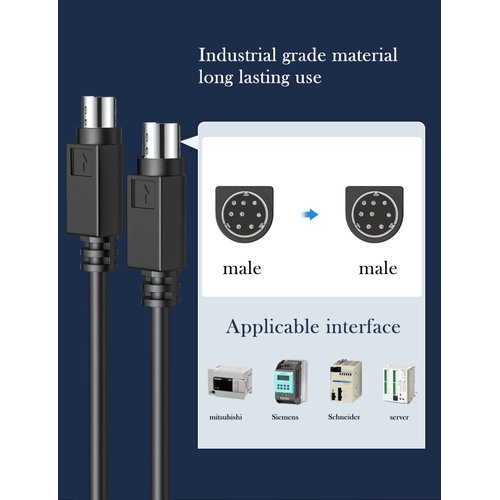 JUXINICE Mini-DIN 8-pin Male to Male Cable,Copper Wire 8 PIN Serial RS232 Cable Suitable for JVC Subwoofer Replacement 8 Pin Cable Home Theater Audio (6FT,Black