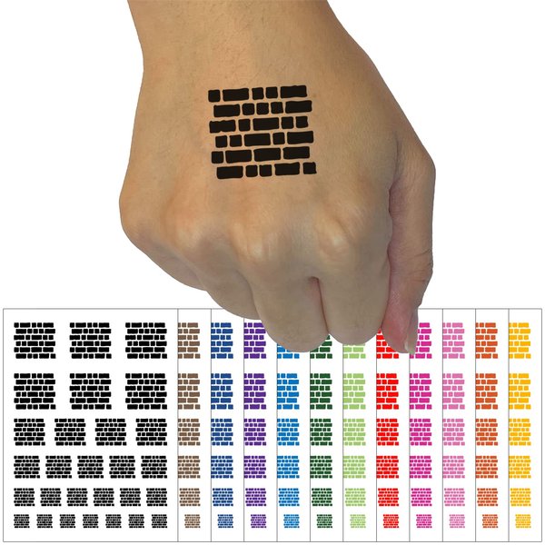 Rough Bricks Repeating Pattern Temporary Tattoo Water Resistant Fake Body Art Set Collection - Yellow (One Sheet)