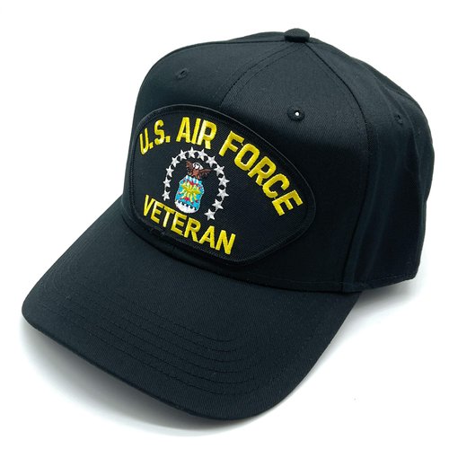 Infinite Hats US Air Force Veteran Patch Adjustable Baseball Cap (Black)