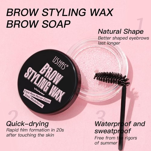 USHAS Eyebrow Gel - Brow Gel for Eyebrow Styling Waterproof And Sweat-Proof Clear brow Gel, Long-Lasting Eyebrow Wax Kit for Eyebrow Freeze, Quick-drying & Natural Shape