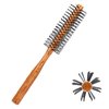 Ball-Tipped Round Hair Brush with Wooden Handle and Nylon Bristles for Short Hair, Bangs, Men's Beards, and Blow Drying