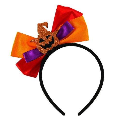 BiBiSi Halloween Headband Bow Headbands Pumpkin Hair Accessories for Women Men Red Orange Purple Non Slip Hair Bands Holiday Hair Band 1Pcs