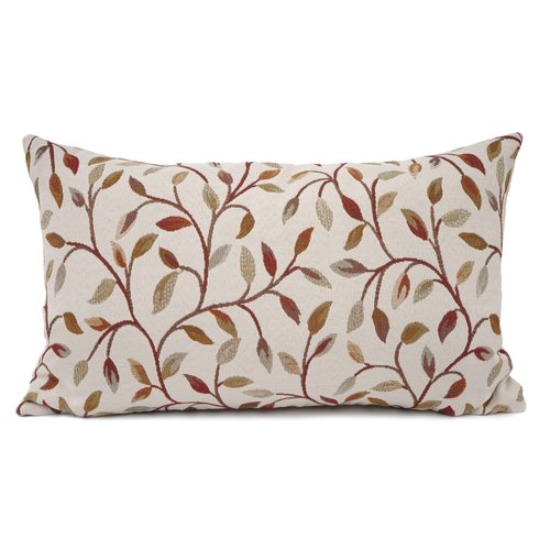 YOUR SMILE Farmhouse Oblong Rectangle Floral Chenille Embroidery Decorative Throw Pillow Case Cushion Cover Lumbar Pillowcase for Sofa 12 x 20 Inch, Brown Leaves