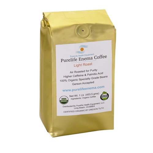 PureLife Enema Coffee - 1 Lb - Mold Free Organic Light "Air" Roast -Ground - Gerson Accepted - Ships Fresh From Purelife Enema