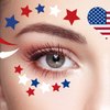 EVECILOO 10 Sheets 4th of July Patriotic Face Temporary Tattoo Sticker Eye Decoration Independence Day Red White and Blue Party Supplies American theme Party Favors