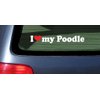 I Love My Poodle Dog White Lettering Red Heart Car Window Vinyl Decal Sticker